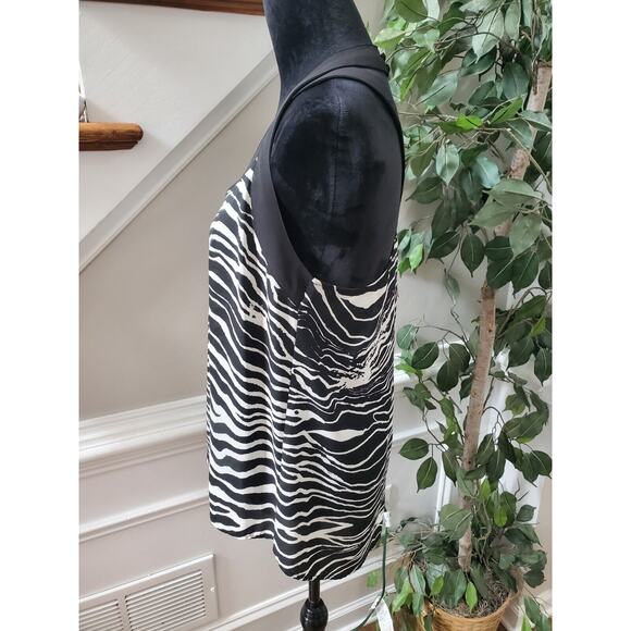 Pleione Womens Black White Zebra Print Polyester V-Neck Top Blouse Size Small - Picture 4 of 14